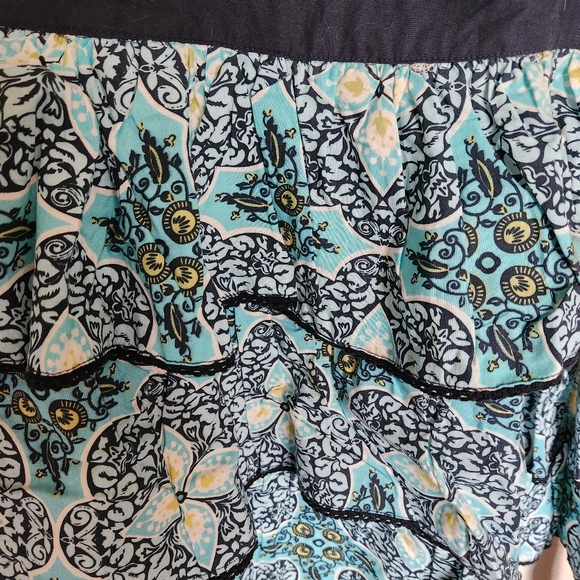 Simply Envogue Sweet Whisper retro blue black floral shape prnt Ruffle apron NWT - Picture 5 of 11